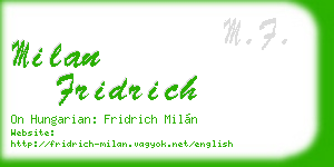 milan fridrich business card